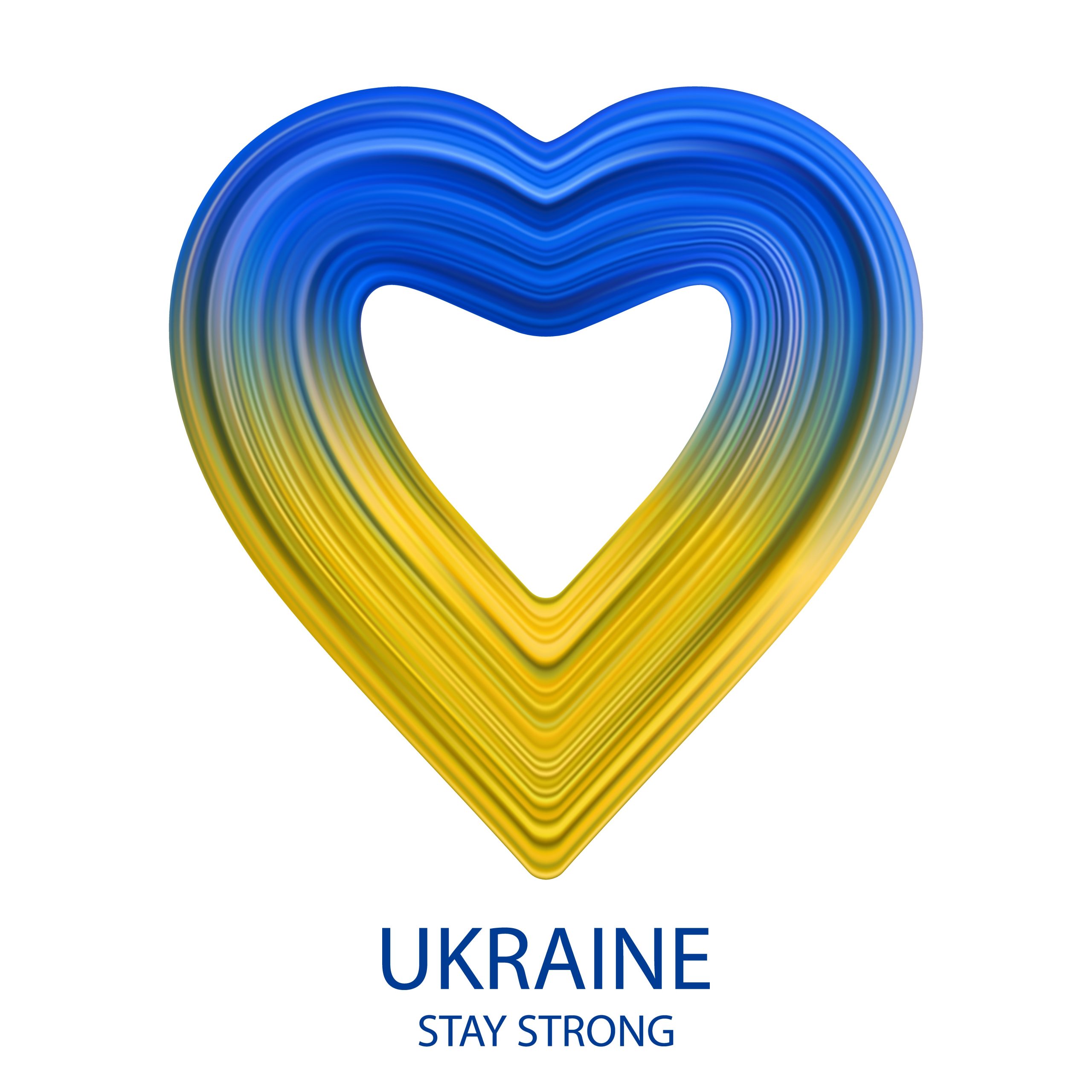 Ukraine flag in heart with brush stroke style isolated on white background. Vector illustration