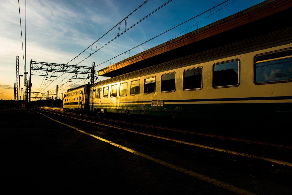 Beautiful shot of a train in the motion at the railway station