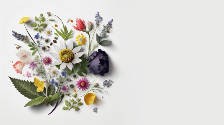 assortment-leaves-flowers-white-background_24972-2144