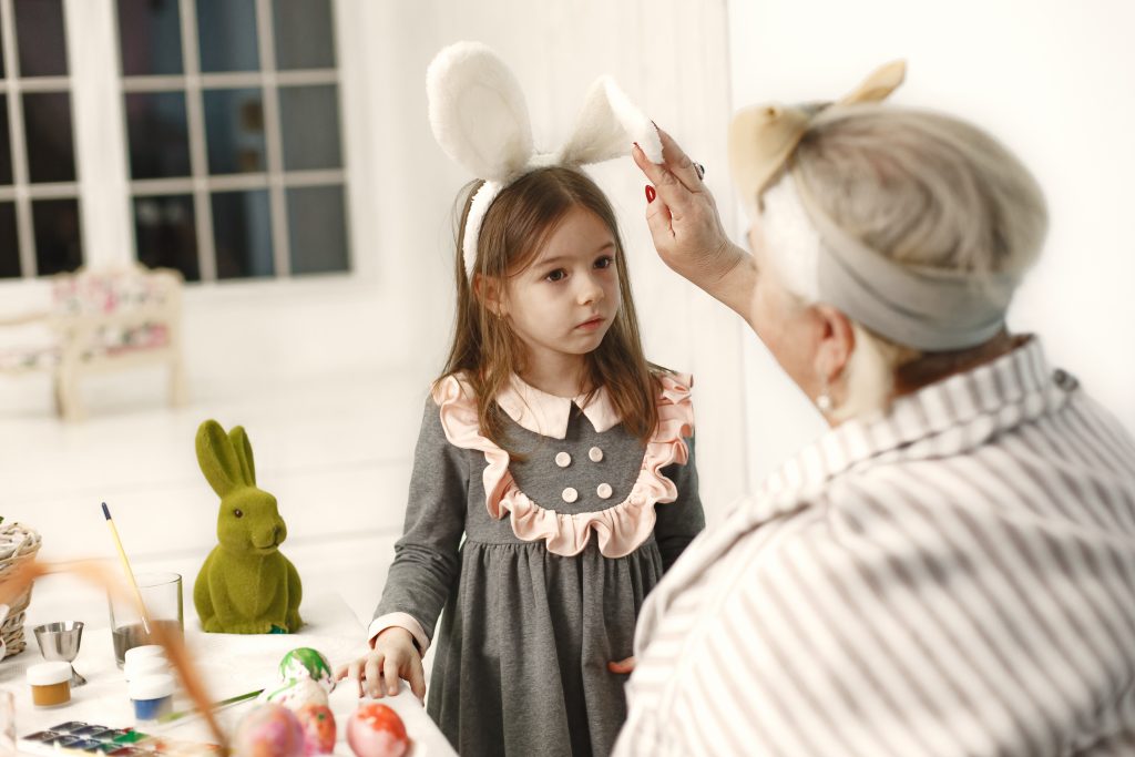 Family prepare to Easter at home