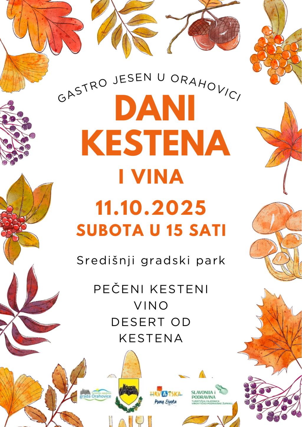 Colorful Watercolor Illustrative Fall Forest Leaves Autumn Market Flyer